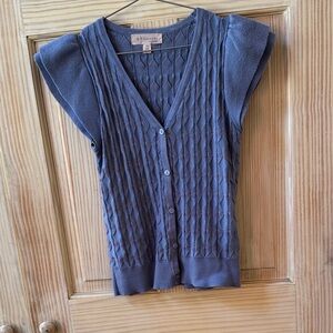 Periwinkle Blue Button-Up Sleeveless Cardigan ladies medium